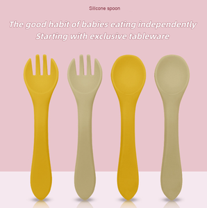 OEM Silicone bé ăn thiết lập hút tấm bát muỗng nĩa BIB trẻ sơ sinh cai sữa Bộ đồ ăn cấp thực phẩm trẻ em ăn uống - Product Image 2