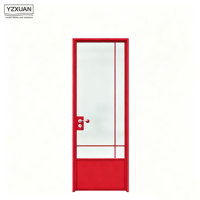 Porte intérieure moderne en aluminium coloré, porte à grille artistique en verre dépoli, étanche pour cuisine et salle de bain