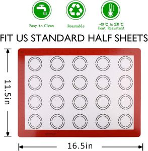 Gold Supplier Non-Stick Heat Resistant Eco-Friendly Macaron <b>Silicone</b> <b>Baking</b> Mat Set for Home Kitchen Pastry - Product Image 2