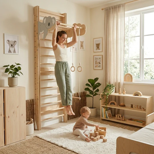 Échelle murale Koala Design, style échelle suédoise, gain de place, structure d'escalade intérieure, salle de sport à domicile avec barre de traction - Product Image 5