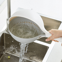 Huamili Innovatieve Handmatige PP Kunststof Handzame Multifunctionele Draaibare Fruit- en Groente Afgietmand Premium Groentegereedschap