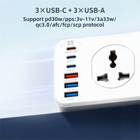 Stop Kontak Multifungsi Anti Anak dengan 10 Stop Kontak, Material PC Tahan Api, Arus Terbatas 10A