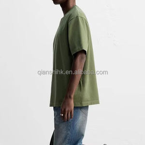 Streetwear d'été T-shirt uni à col rond et épaules tombantes T-shirt de luxe à manches courtes pour hommes - Product Image 4