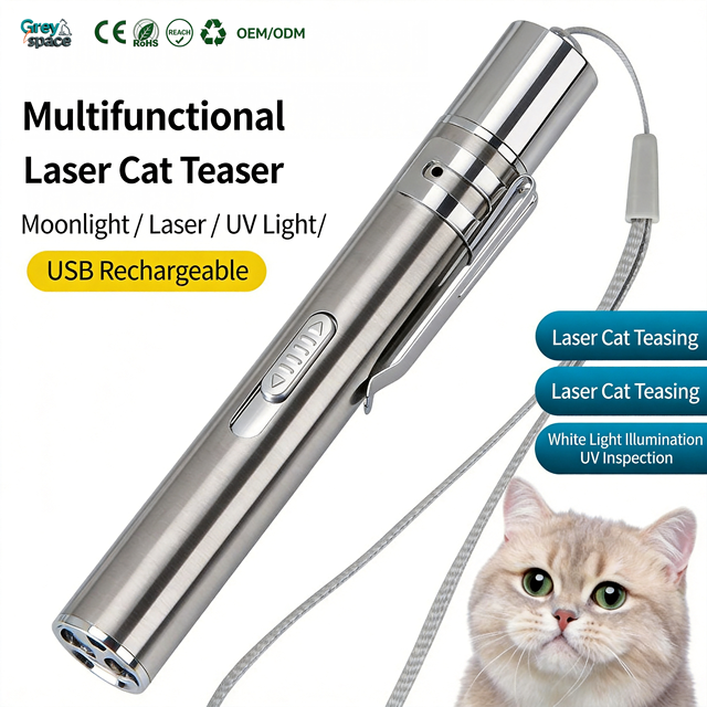 Rechargeable 3 in 1 Cat Laser Pointer Toy Interactive Pet Exercise Tool