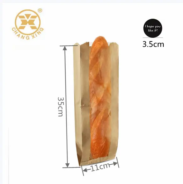 Baguette-embalaje de pan, bolsas de papel Kraft, cera de panadería, grasa a prueba de aceite, Donut, Baguette francés, bolsa de pan de papel