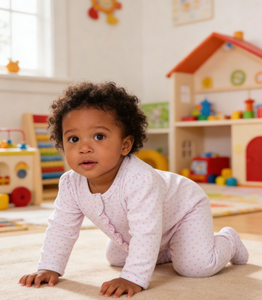 2026 Tutina Neonato con Zip e Orsetto, Cuori Rosa, per Bambine, Collezione Layette - Product Image 5