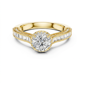 แหวนหมั้นเพชร CVD ทรงกลมแบบ Halo ผลิตตามสั่ง พร้อมใบรับรอง IGI ทองคำแท้ 14k วงแหวนแต่งงานและวันครบรอบแบบ Milgrain - Product Image 1