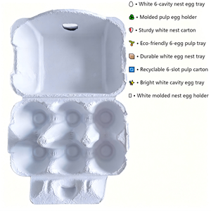 Boîte d'expédition personnalisée en pulpe blanche écologique pour 6 œufs de poule, <span class=keywords><strong>lot</strong></span> en gros - Product Image 1