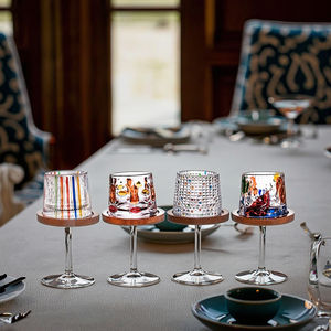 Машинное производство, прозрачные наклонные бокалы для вина с деревянной подставкой, 300 мл, классический дизайн - Product Image 4