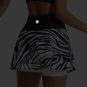 NSR femminile Tennis allenamento sport Skorts Zebra stampato abbigliamento da Golf da donna a vita alta Yoga Fitness gonne corte con tasca con Zip - Product Image 4