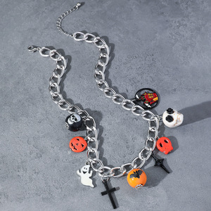 Collar con Colgante en Forma de Cruz de Calabaza Personalizado de la Serie Halloween, Collares Unisex, Joyería de Moda al por Mayor - Product Image 1
