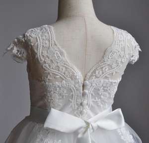 Vestido de Niña con Flores Blancas, Elegante Vestido de Encaje Bordado para Niñas, Diseño de Princesa para Boda, Primera Comunión - Product Image 2