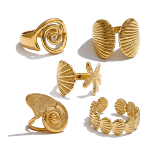Mchic 1377 Minimalistische Oceaan Stijl ZeeSter Schelp Roestvrijstalen Ring Geometrische Verguld Open Verstelbare Ring Sieraden - Product Image 1