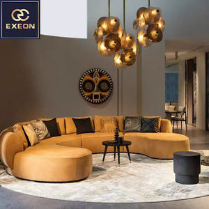 أريكة إيطالية منحنية مخصصة من المصنع فيلا مخملية عالية الجودة تصميم جديد لغرفة المعيشة أريكة متعددة الأشخاص - Product Image 2