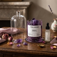 Diffuseur d'aromathérapie en cristal d'améthyste avec cloche en verre, parfum personnalisé, cristal naturel, décoration parfumée pour la maison
