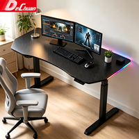 Bureau de jeu en fibre de carbone à hauteur réglable avec moteur unique, courbe ergonomique, directement de l'usine