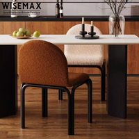 WISEMAX FURNITURE Chaise de salon élégante de style médiéval, structure en métal, assise en tissu, chaise de salle à manger pour villa