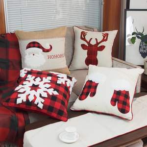 Usine personnalisée haute qualité OEM décoratif navidad coussin à carreaux rouge et noir taies d'oreiller de noël - Product Image 3