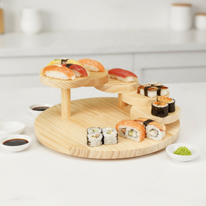Soporte de Madera Ecológico para Exhibición de <span class=keywords><strong>Sushi</strong></span> con Bandeja y Herramientas para Presentación y Servicio - Product Image 2