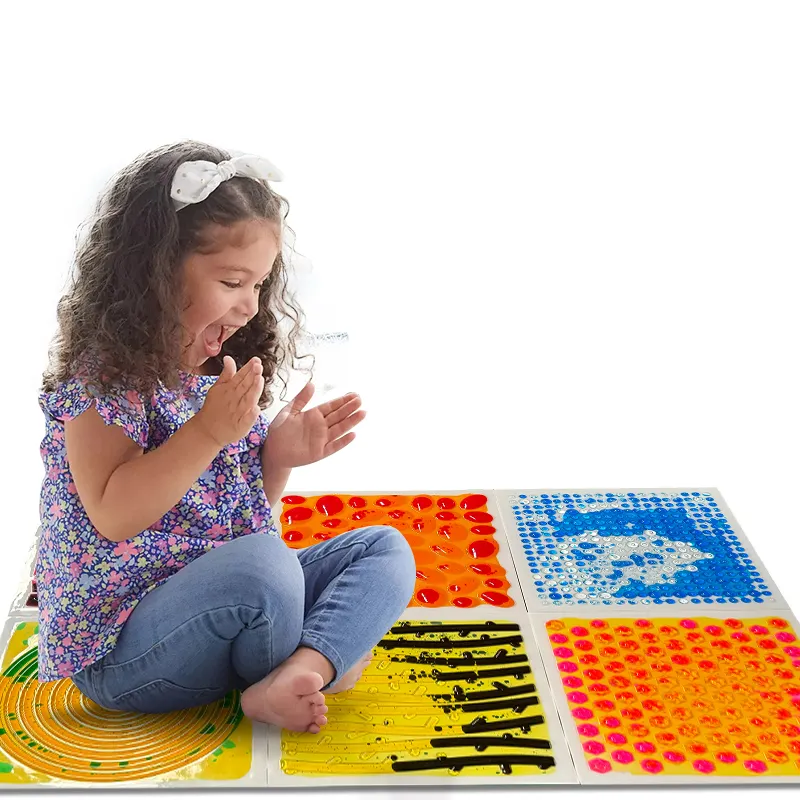 Educational Montessori Sensory Toys Textured Massage Liquid Sensory Floor Tiles Kid Play Mat Sensory Toys For Autistic Children