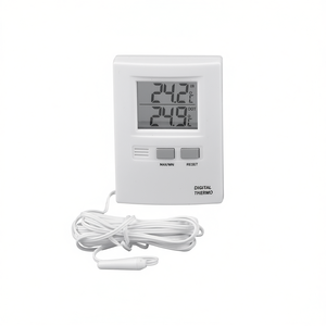 เทอร์โมมิเตอร์ดิจิตอลวัดอุณหภูมิภายในและภายนอกอาคาร พร้อมเซ็นเซอร์ระยะไกล แสดงค่าสูงสุดและต่ำสุด 24.2 องศาเซลเซียส 24.9 องศาเซลเซียส - Product Image 2
