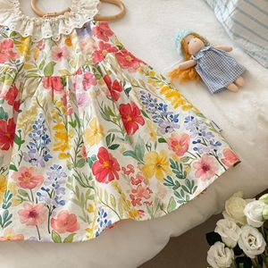 Child Star Circle Girls Floral Print Dress Sleeveless Scalloped Neck Cotton Summer Pastoral Style Dress For Baby Girl - Product Image 4