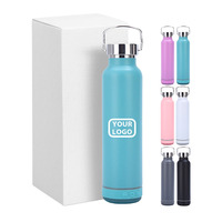 Botol Air Olahraga Pintar Nirkabel dengan Logo Kustom, 20oz 600ml, Baja Tahan Karat 304, Dinding Ganda Terisolasi, Dilengkapi Speaker, untuk Aktivitas Luar Ruangan