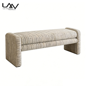 Banc de fin de lit en tissu rembourré avec structure en bois, design moderne et simple, pour salon de villa et chambre d'hôtel, mobilier - Product Image 5