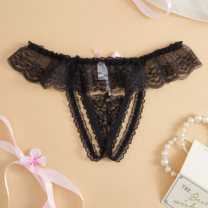 Ding Zhi Mei String en dentelle noir transparent, lingerie féminine taille basse, sous-vêtements sexy - Product Image 2