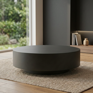 Table basse ronde noire au design minimaliste, meubles de salon - Product Image 5