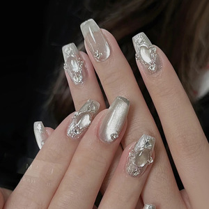Poudre à ongles effet œil de chat blanc porcelaine, paillettes fines cristallines, poussière chromée pour la décoration des ongles, manucure en salon - Product Image 4