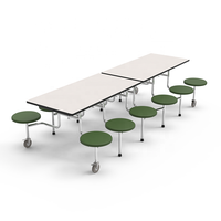 12 tabourets pliants mobiles, table et chaise de cantine scolaire pour cafétéria