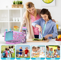 Boîte à lunch bento en plastique et bouteille d'eau pour enfants école pique-nique en plein air maison