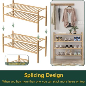 Wooden <b>Shoe</b> <b>Rack</b> 2 Tier Standing <b>Storage</b> Organizer For Bedroom Bathroom Living Room - Product Image 4