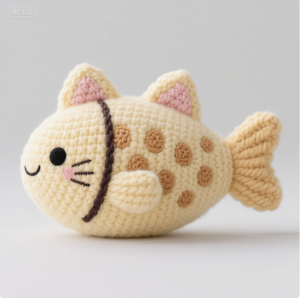 Oso Amigurumi OEM ODM, juguete de peluche de ganchillo personalizado, Gato suave, sardina asada, animal de peluche hecho a mano personalizado para niños - Product Image 5