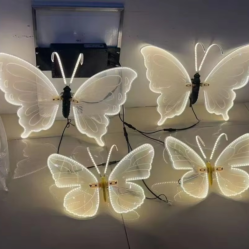 40CM Outdoor Garden LED Butterflies Decoration Dynamic Simulated Insect Lights Acrylic Material Landscape Christmas