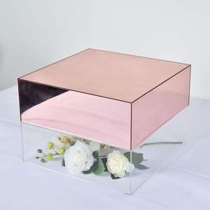 Supporto per torta in acrilico, ripiano con rifinitura a specchio con piedistallo con fondo cavo-<span class=keywords><strong>oro</strong></span> rosa - Product Image 1