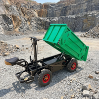 Super Vente Camion Benne Plat à Ciment à Quatre Roues Gris avec Trémie Chariot Électrique Moteur Cuivre Pur Engin de Construction Hydraulique