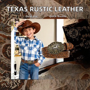 Cinturón Vaquero de Cuero Genuino para Hombre, Estilo Rústico Vintage de Texas, con Hebilla de Aleación Reversible y Desmontable para Jeans y Pantalones - Product Image 2