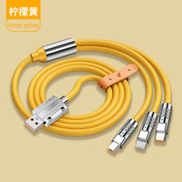 Kabel Data pengisi daya ponsel 3-In-1, kabel Transfer silikon pengisian daya ponsel cepat 3-In-1 1.2 Meter 3In1