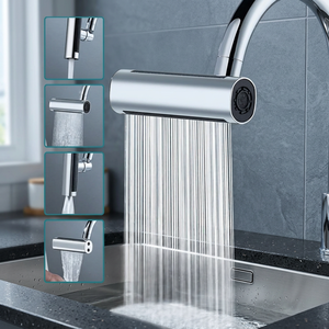 Robinet de cuisine et salle de bain Mucit à économie d'énergie, 3 modes cascade réglables, rotation à 360°, en plastique ABS, avec aérateur - Product Image 2