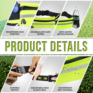 Tas Pinggang Lari Sport, Pouch Fanny Pack, Bebas Genggam, Tahan Air, Poliester, Reflektif, Outdoor, Gym, Fitness - Product Image 5
