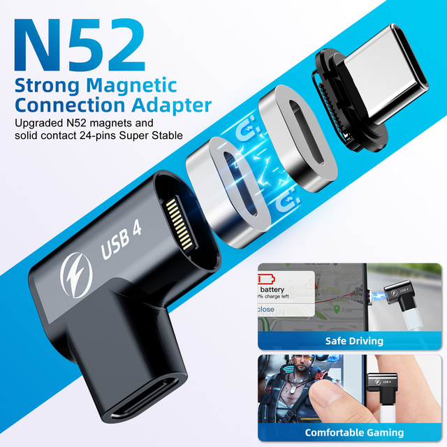 140W PD 3.1 8K 60Hz Magnetic USB-C Adapter Thunderbolt 4 Compatible Dock Replacement for Laptop/Mobile Phone/Brand New MacBook