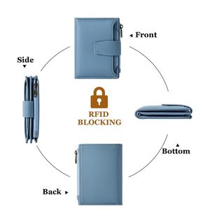 Porte-monnaie zippé en cuir PU, porte-cartes minimaliste, anti-vol, blocage RFID, portefeuille pour femme, broderie diamants 39% - Product Image 3