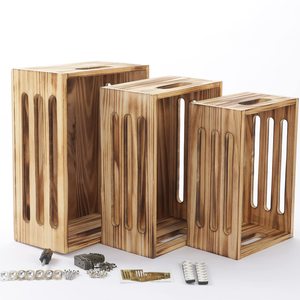 Nesting Wooden Crates Wall Mounted Wooden Basket Storage Crate Box For Storage Display Risers Decoration Wood Crate Craft
