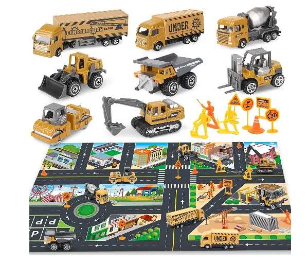 Мини-инженер, литые автомобили, дорожные знаки, строительный игровой коврик для мальчиков, строительный песочный ящик, литые грузовые автомобили, игрушки