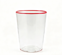 Tasse à café ou à thé en verre borosilicate soufflé à la main avec décoration rouge, pour la maison, la cuisine, l'eau quotidienne