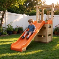 Ensemble d'escalade en bois pour enfants, 15 pièces, avec boîte de rangement, toboggan et échelle, pour aire de jeux de maternelle