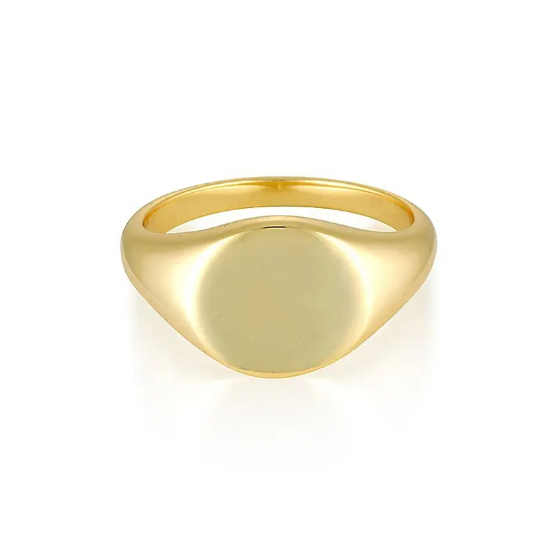 Gemnel 925 sterling silver gold vermeil minimalist custom blank round signet ring for women