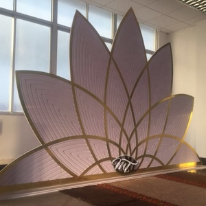 Décor de mariage <span class=keywords><strong>en</strong></span> fleurs, <span class=keywords><strong>en</strong></span> acrylique, doré, floral, avec arc décoratif - Product Image 3
